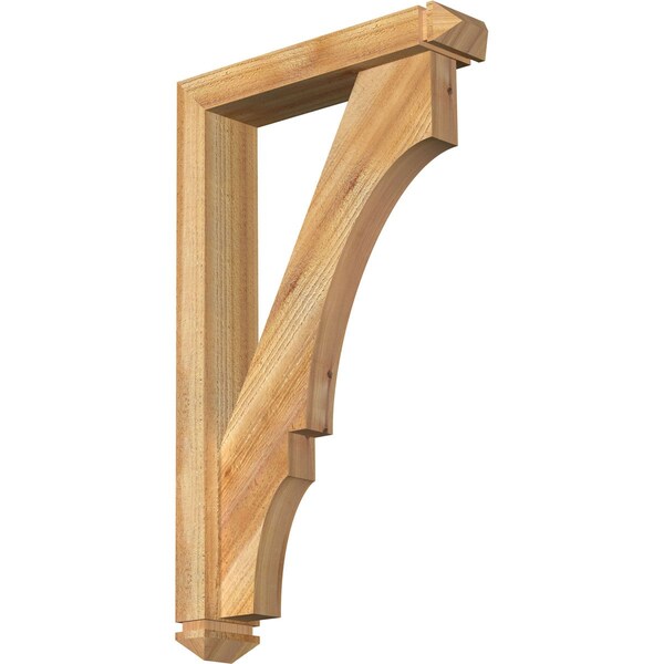 Ekena Millwork Balboa Arts and Crafts Rough Sawn Bracket w/ Offset Brace, Western Red Cedar, 4"W x 18"D x 30"H BKT0402X18X30BOA03RWR - main